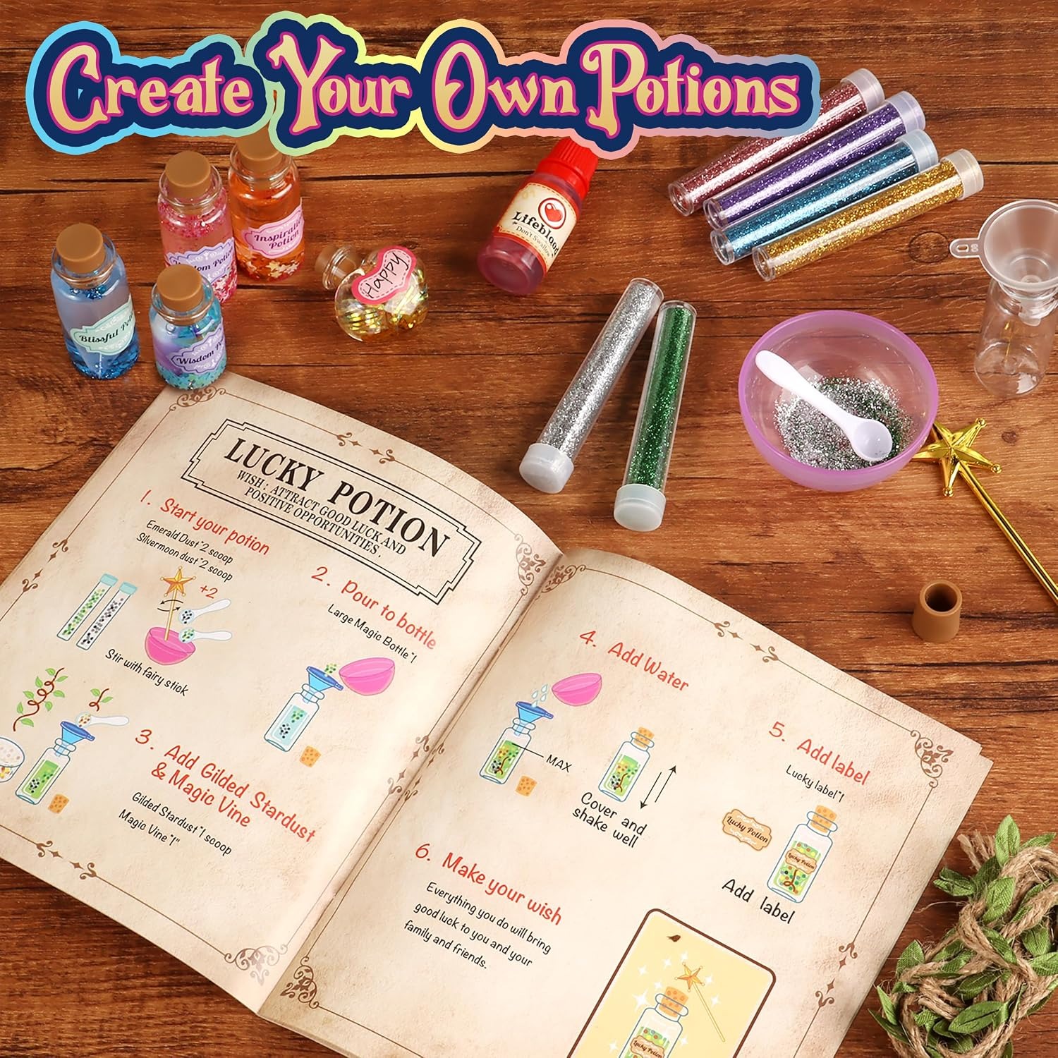 Fairy Potion Craft Kit with 20 Potion Bottles and Display Case: image 7