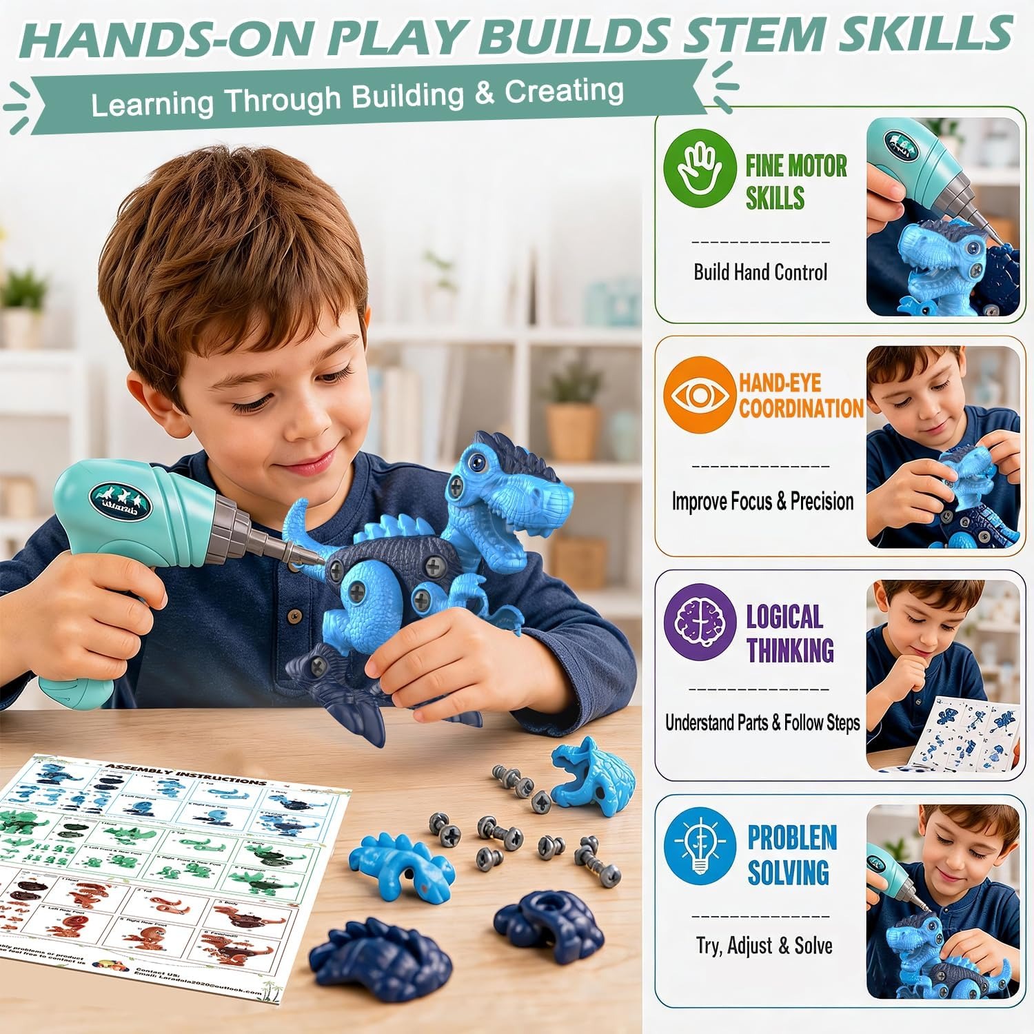 Take Apart Dinosaur Set with Electric Drill