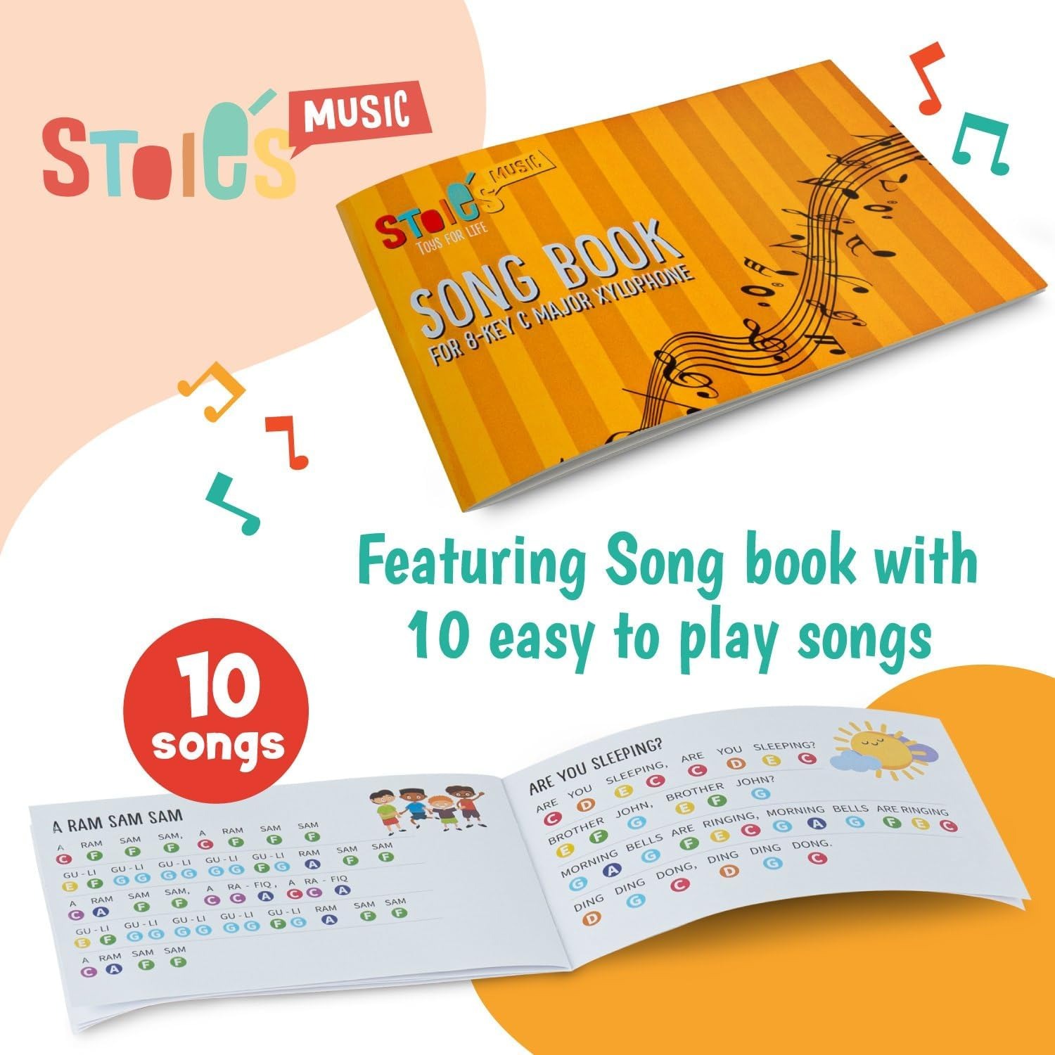Rainbow 8-Note Wooden Xylophone for Kids