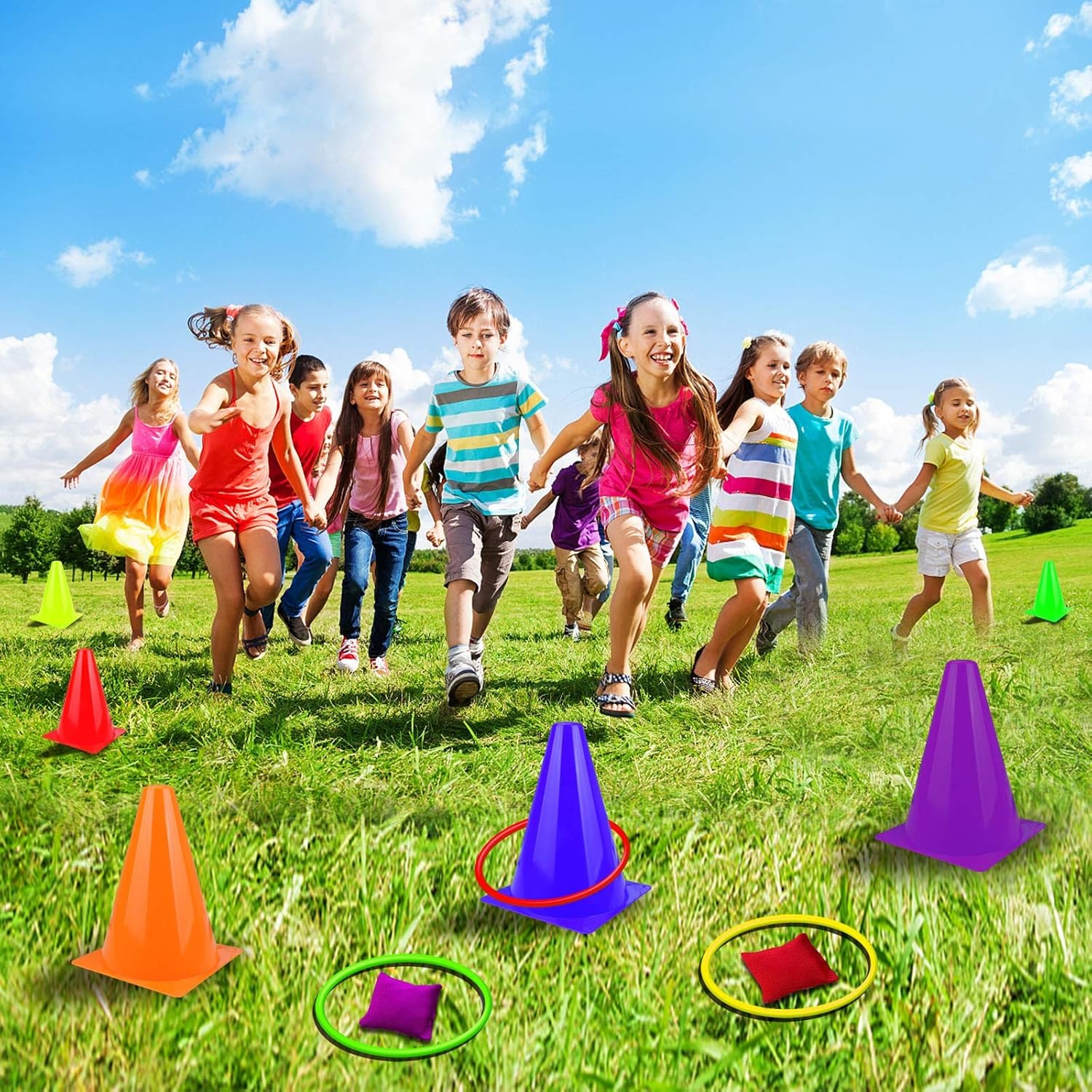 3-in-1 Carnival Games Set with Rings, Bean Bags and Cones