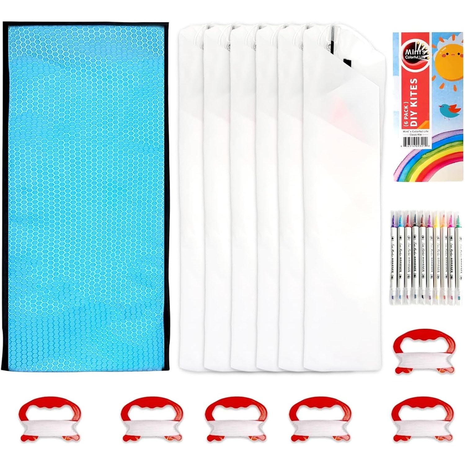 DIY Kite Making Kit, 6 Pack Decorate-Your-Own Diamond Kites: image 2