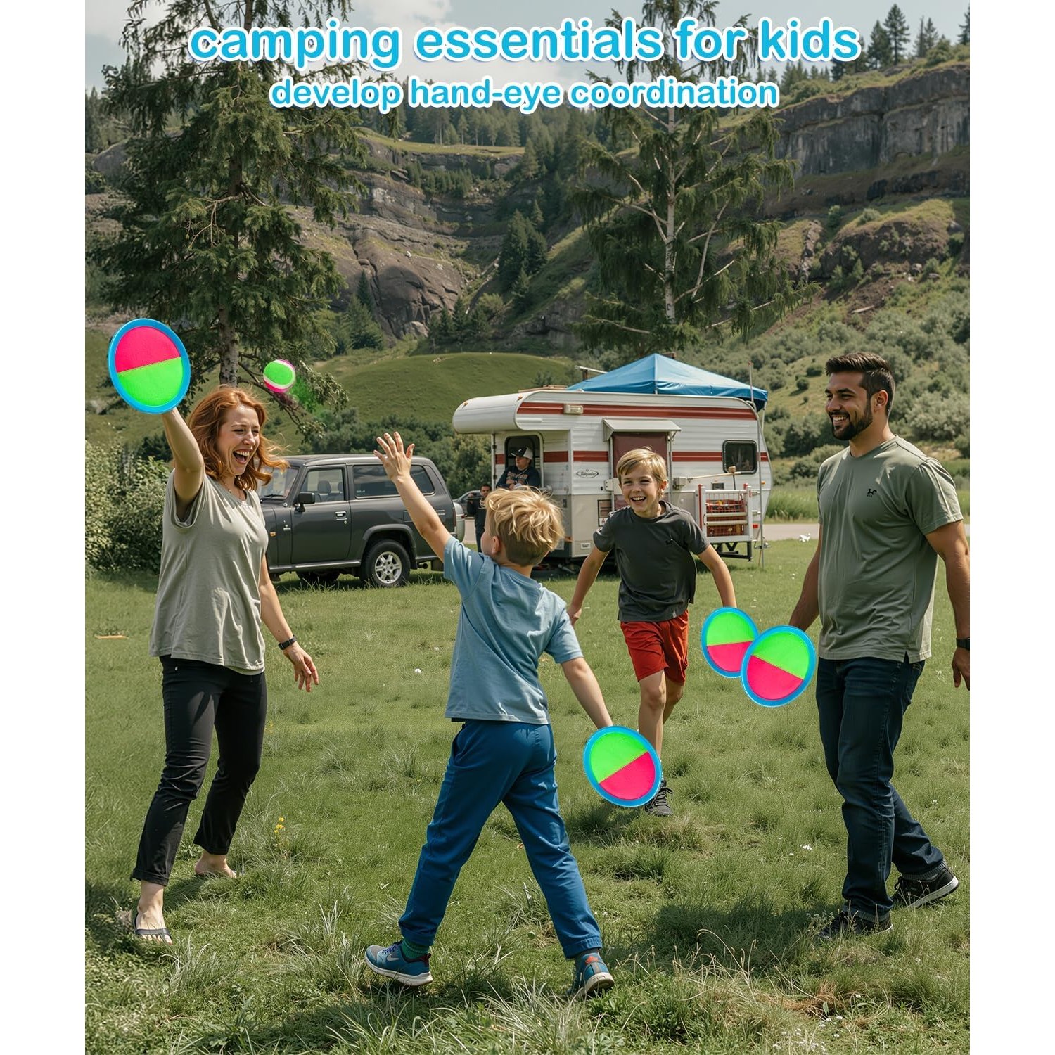 Toss and Catch Game Set with 4 Paddles and 4 Balls