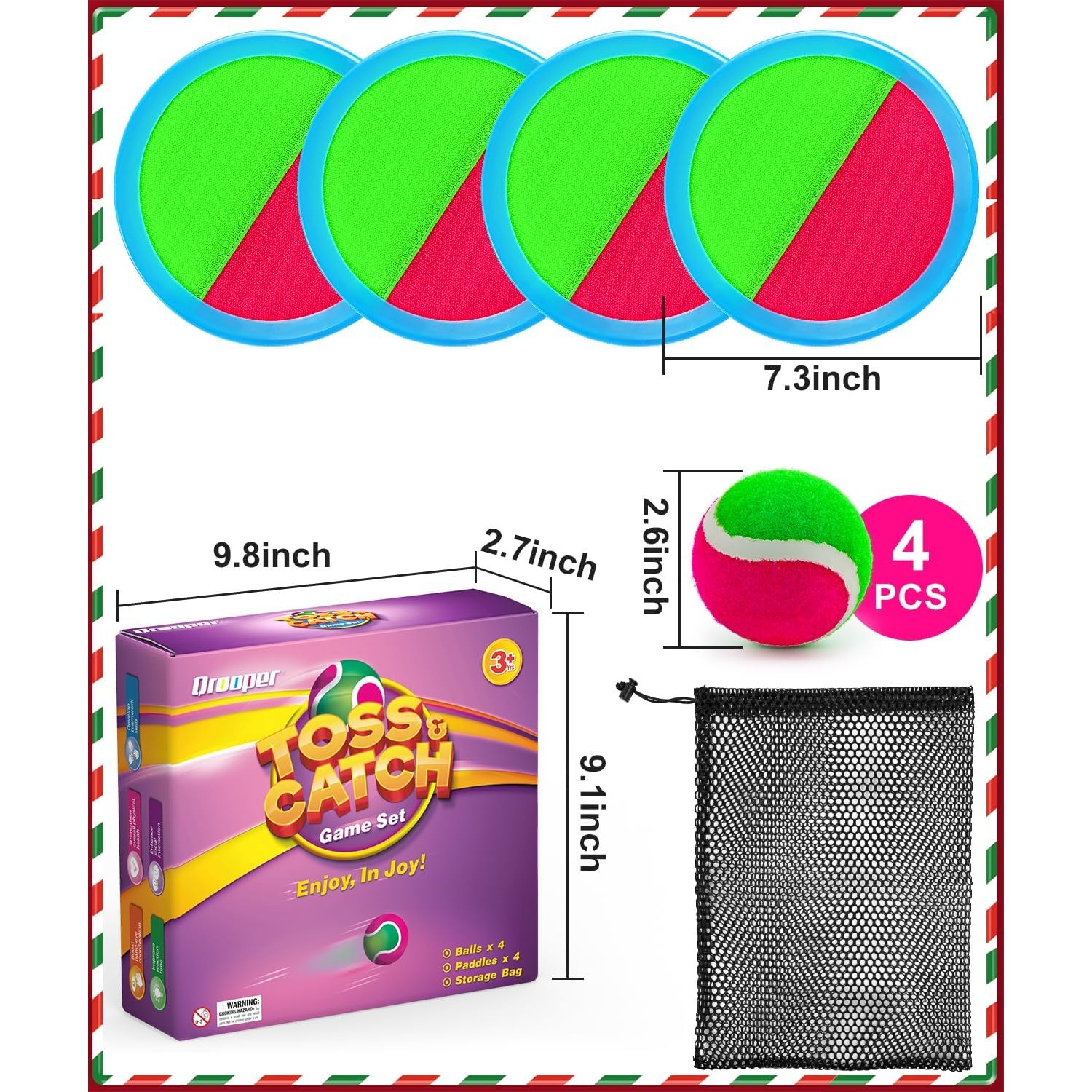 Toss and Catch Game Set with 4 Paddles and 4 Balls: image 9