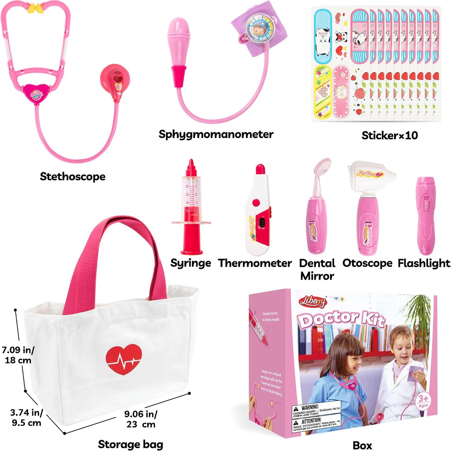 18 Piece Kids Doctor Kit with Light and Sound Tools: image 6