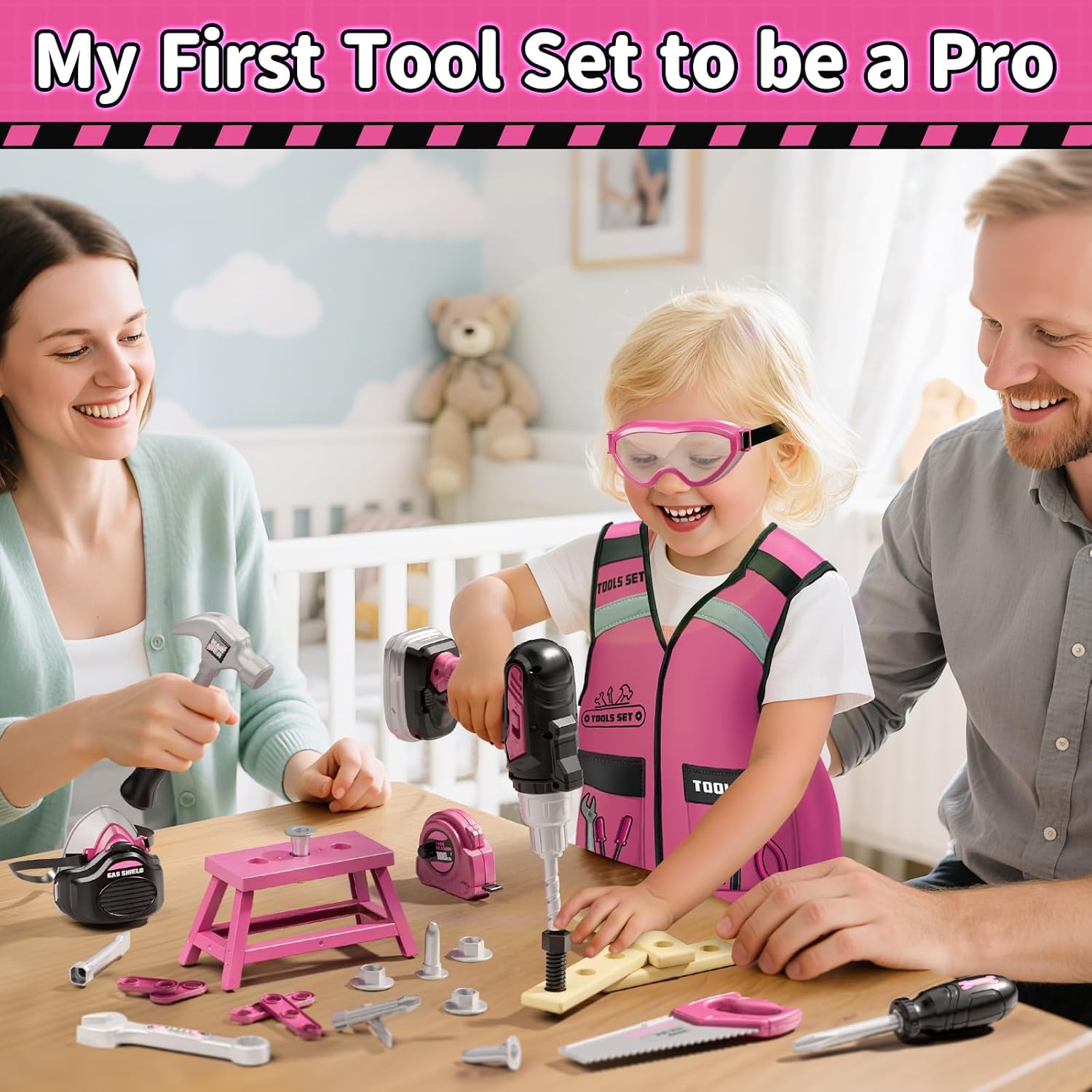 Kids Tool Box with Vest and Toy Power Drill: image 2