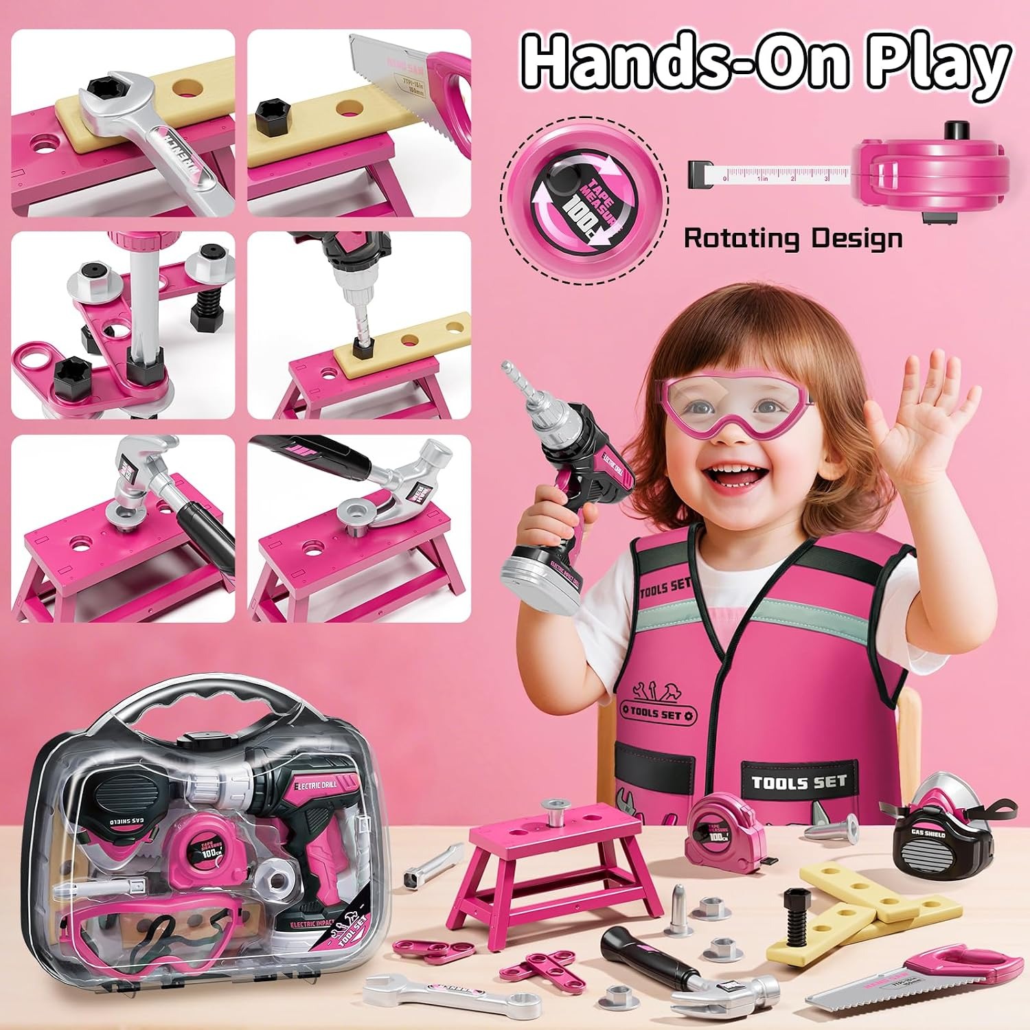 Kids Tool Box with Vest and Toy Power Drill: image 4