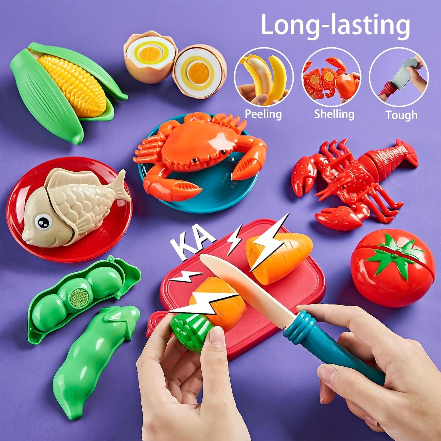 78-Piece Play Food Set with Cutting Toys and Storage Bag: image 4