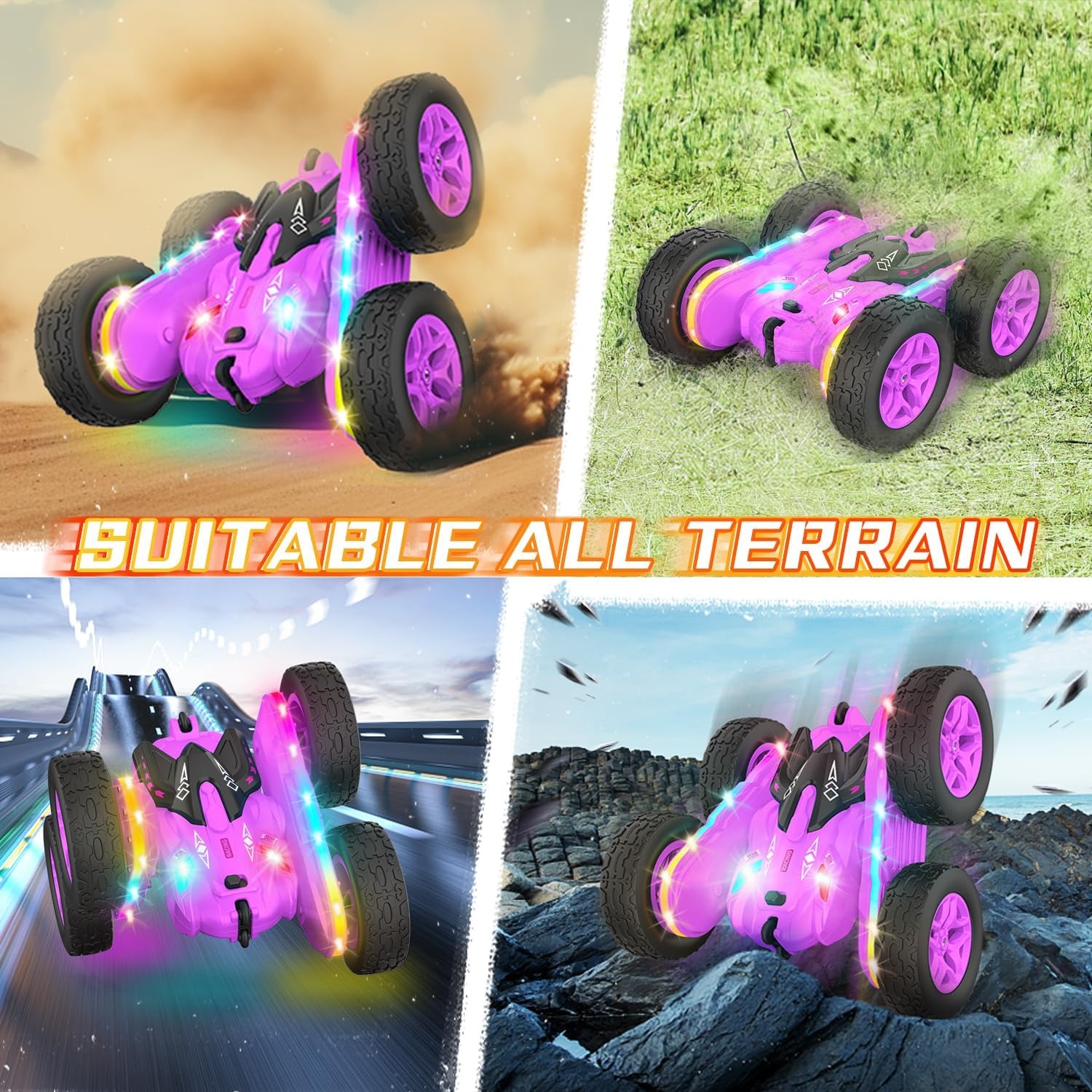 Double-Sided RC Stunt Car with Colour-Changing Light Strips