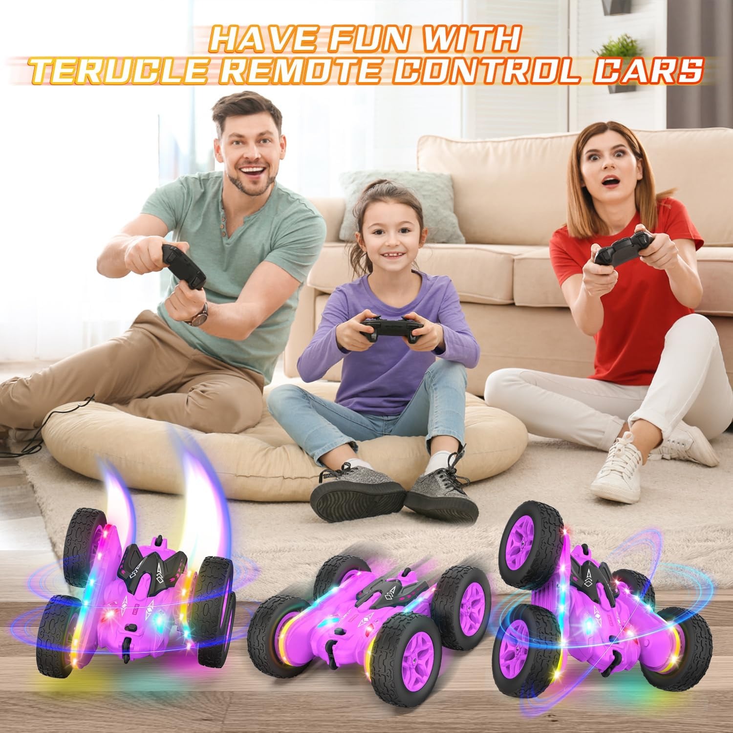 Double-Sided RC Stunt Car with Colour-Changing Light Strips