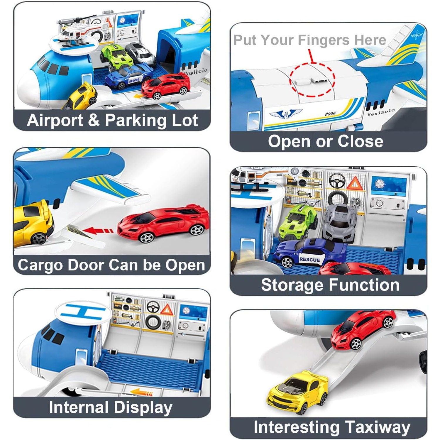 Cargo Plane Car Set with Helicopter and Vehicles: image 5