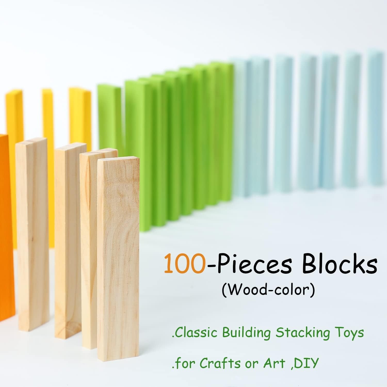 100-Piece Natural Wooden Building Blocks Set: image 2