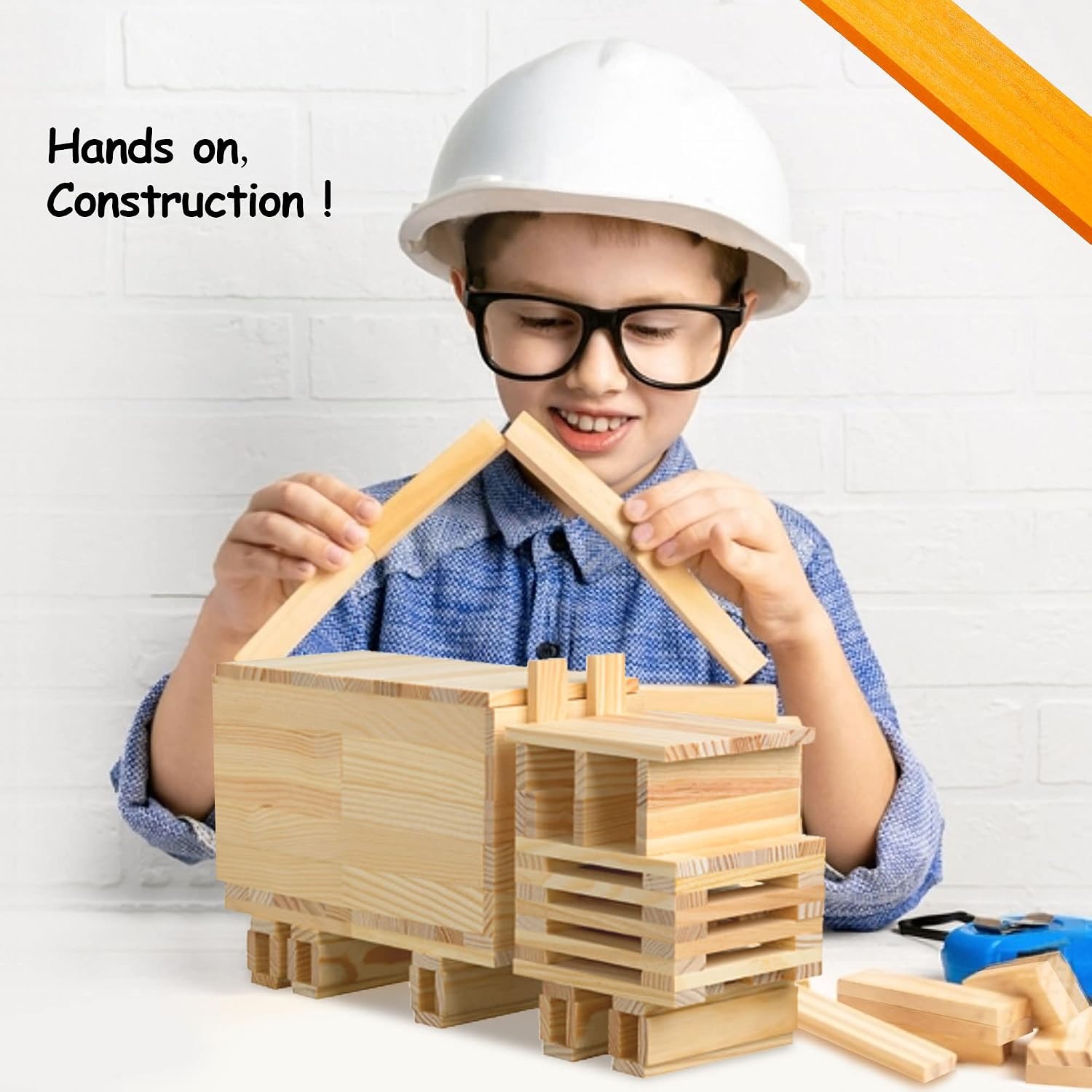 100-Piece Natural Wooden Building Blocks Set: image 4