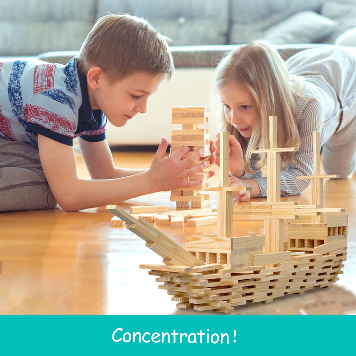 100-Piece Natural Wooden Building Blocks Set: image 5