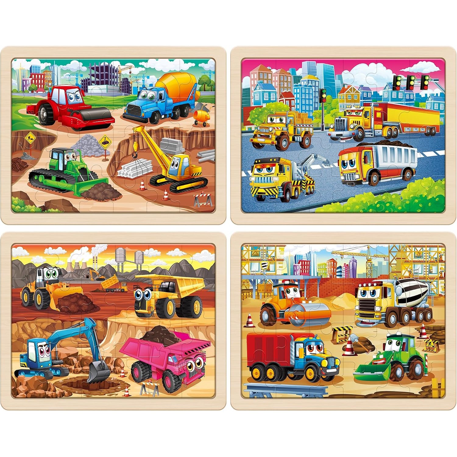 Wooden Construction Vehicle Puzzles Set: image 2