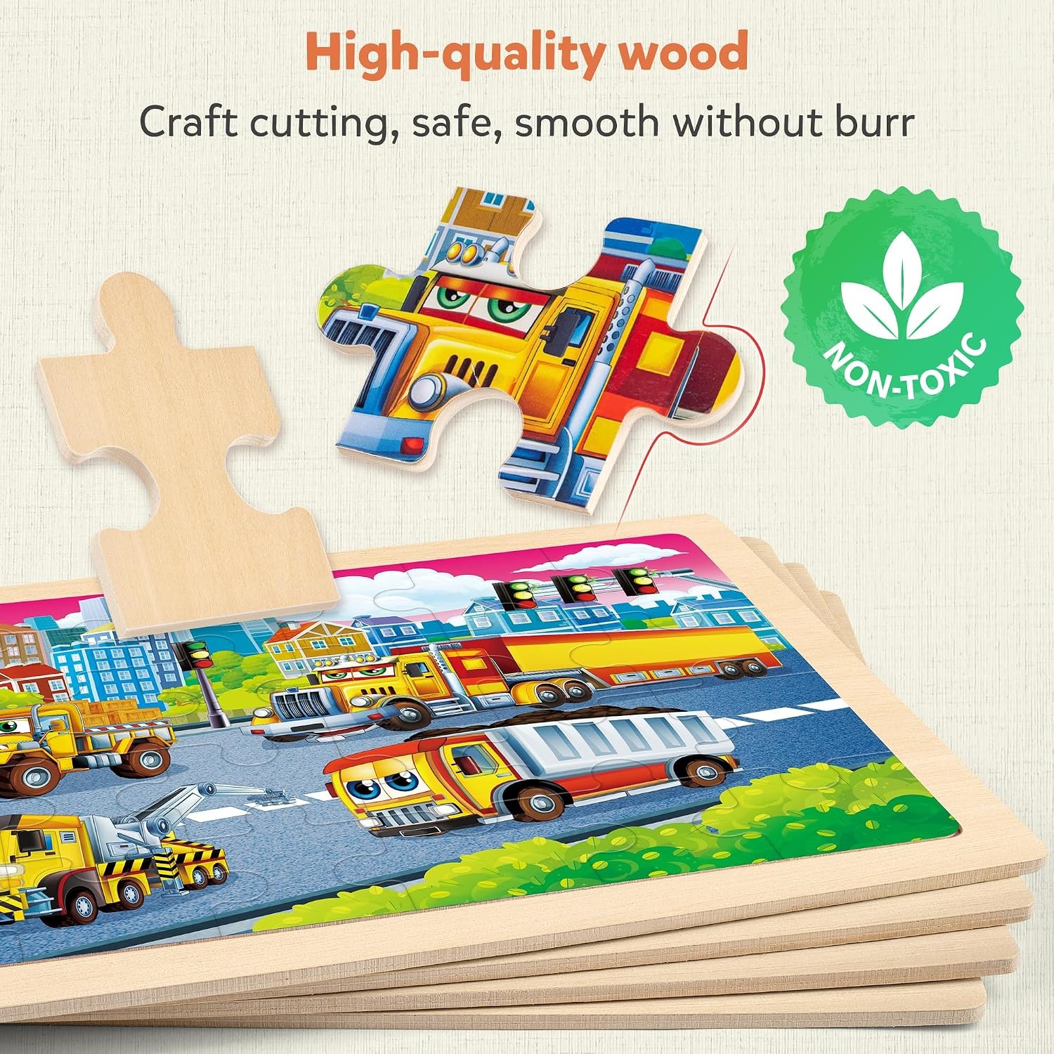 Wooden Construction Vehicle Puzzles Set: image 4
