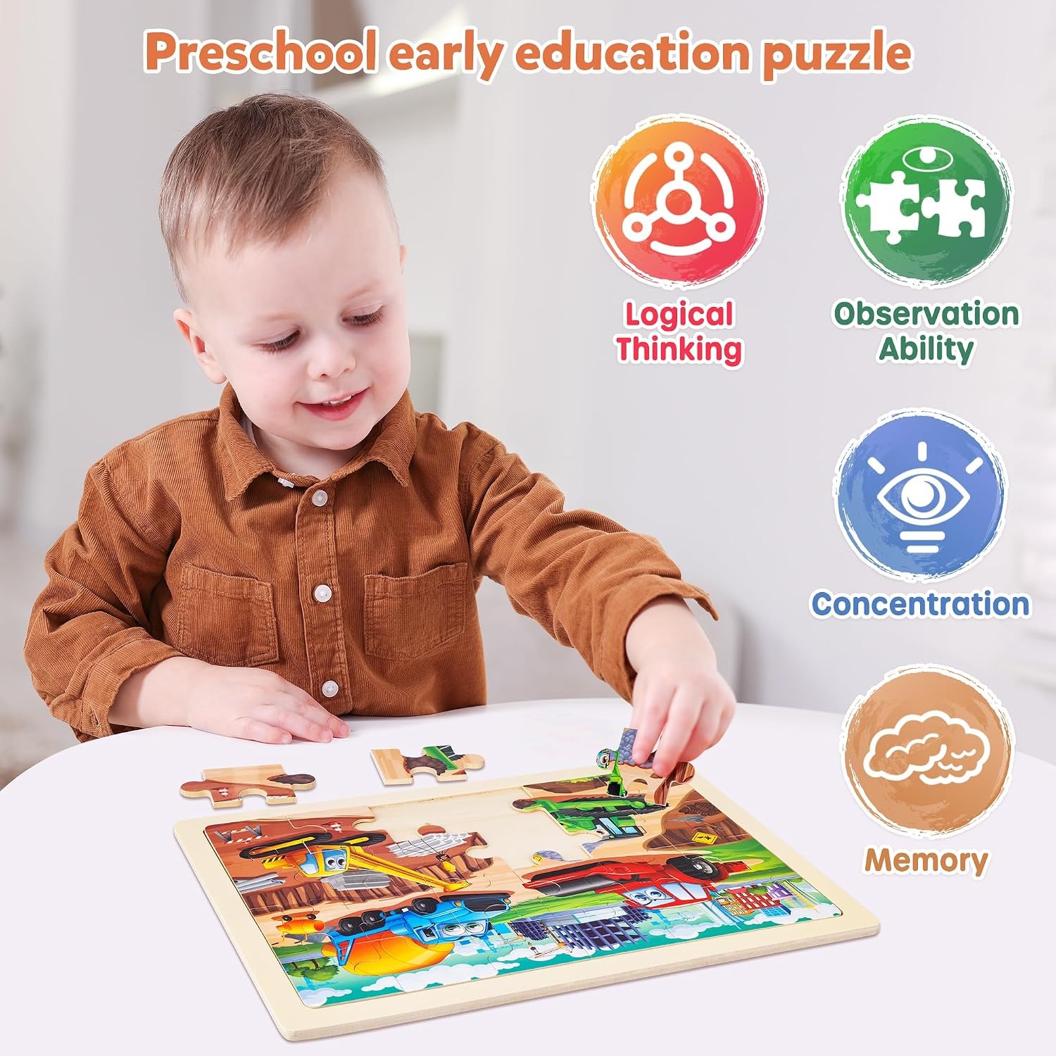Wooden Construction Vehicle Puzzles Set: image 6