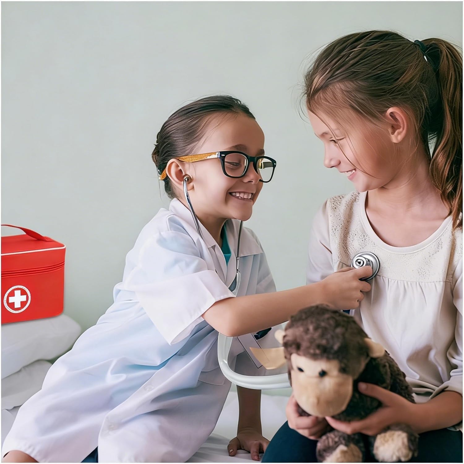 Wooden Doctor Play Set with Stethoscope, Coat and Carry Case: image 5
